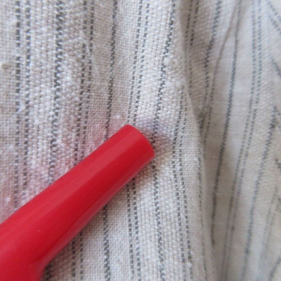 Poetry Hemp Stripe Beige Mandarin Collar Boxy Jacket Top - Picture 4 of 13